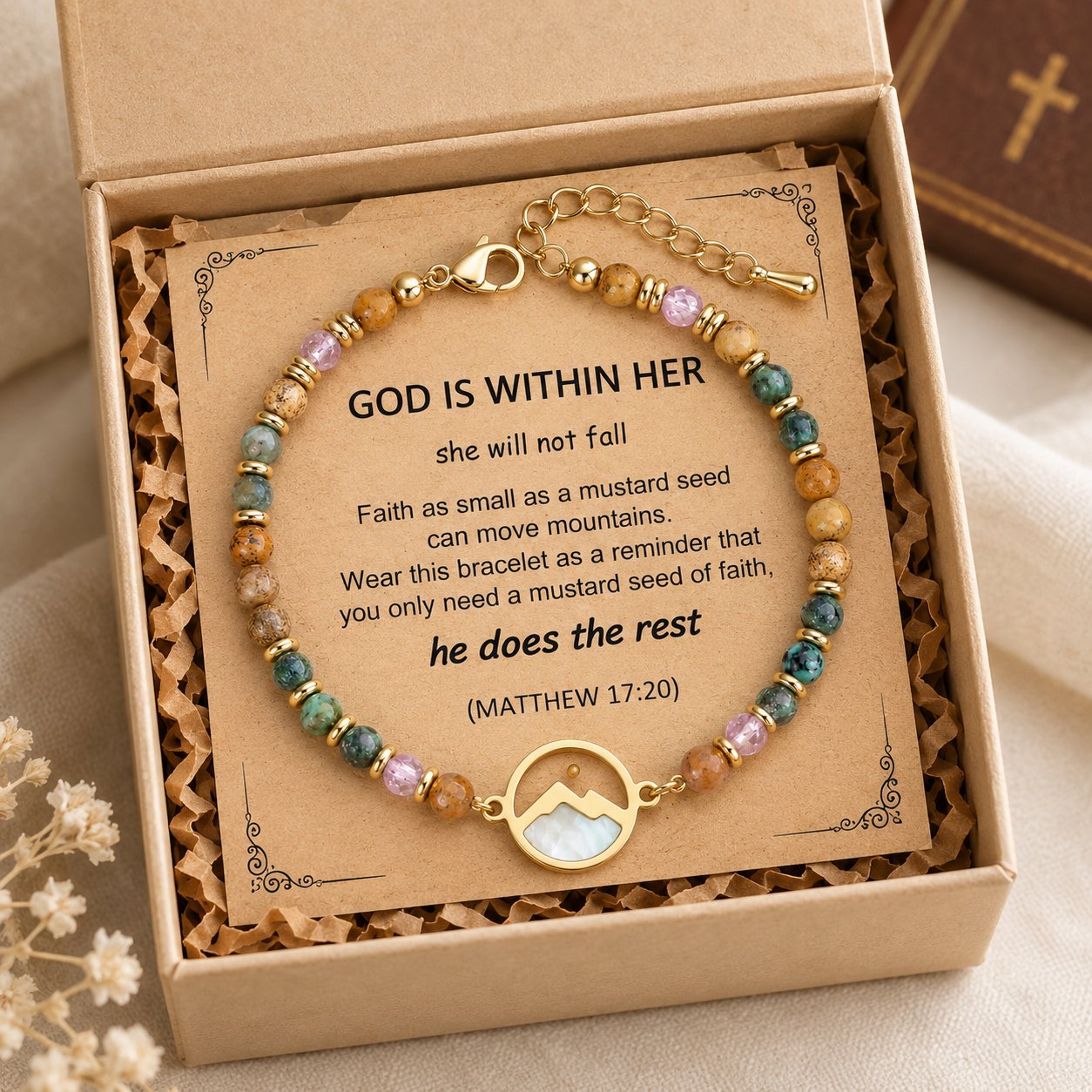 ✝️Mustard Seed Faith Bracelet - Matthew 17:20 Inspirational Christian Bracelet