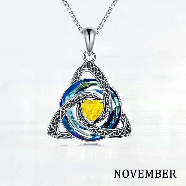 Birthstone Celtic Knot Necklace for Women