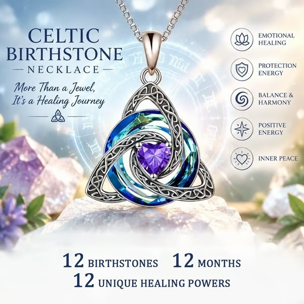 Birthstone Celtic Knot Necklace for Women