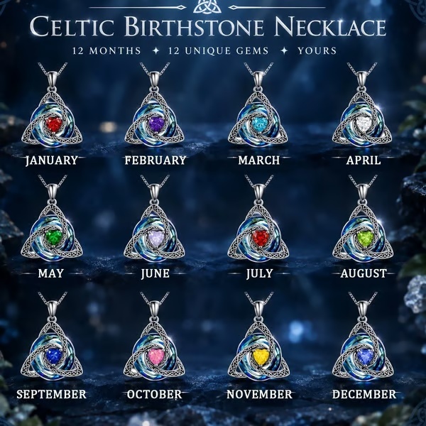 Birthstone Celtic Knot Necklace for Women