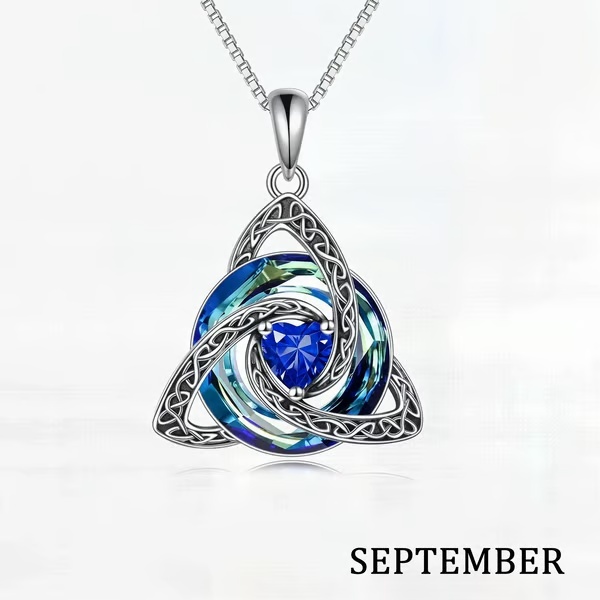 Birthstone Celtic Knot Necklace for Women