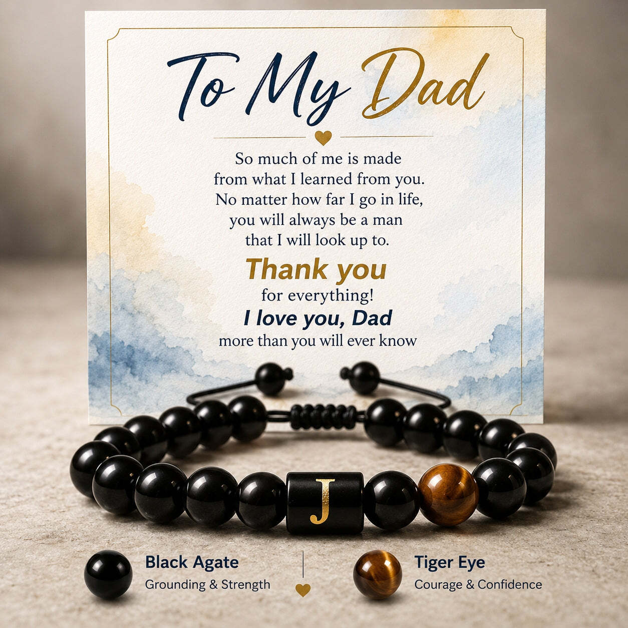 Men's Personalized Natural Stone Initial Bracelet