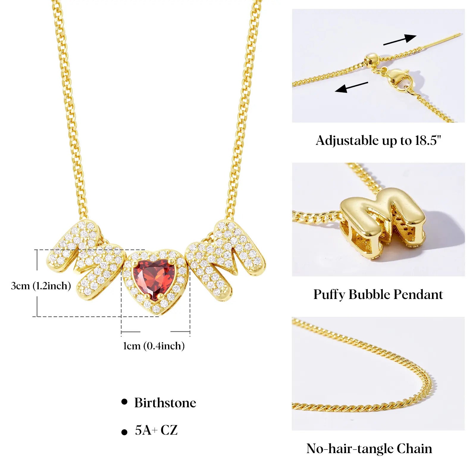 Heart Birthstones Necklace For Mom