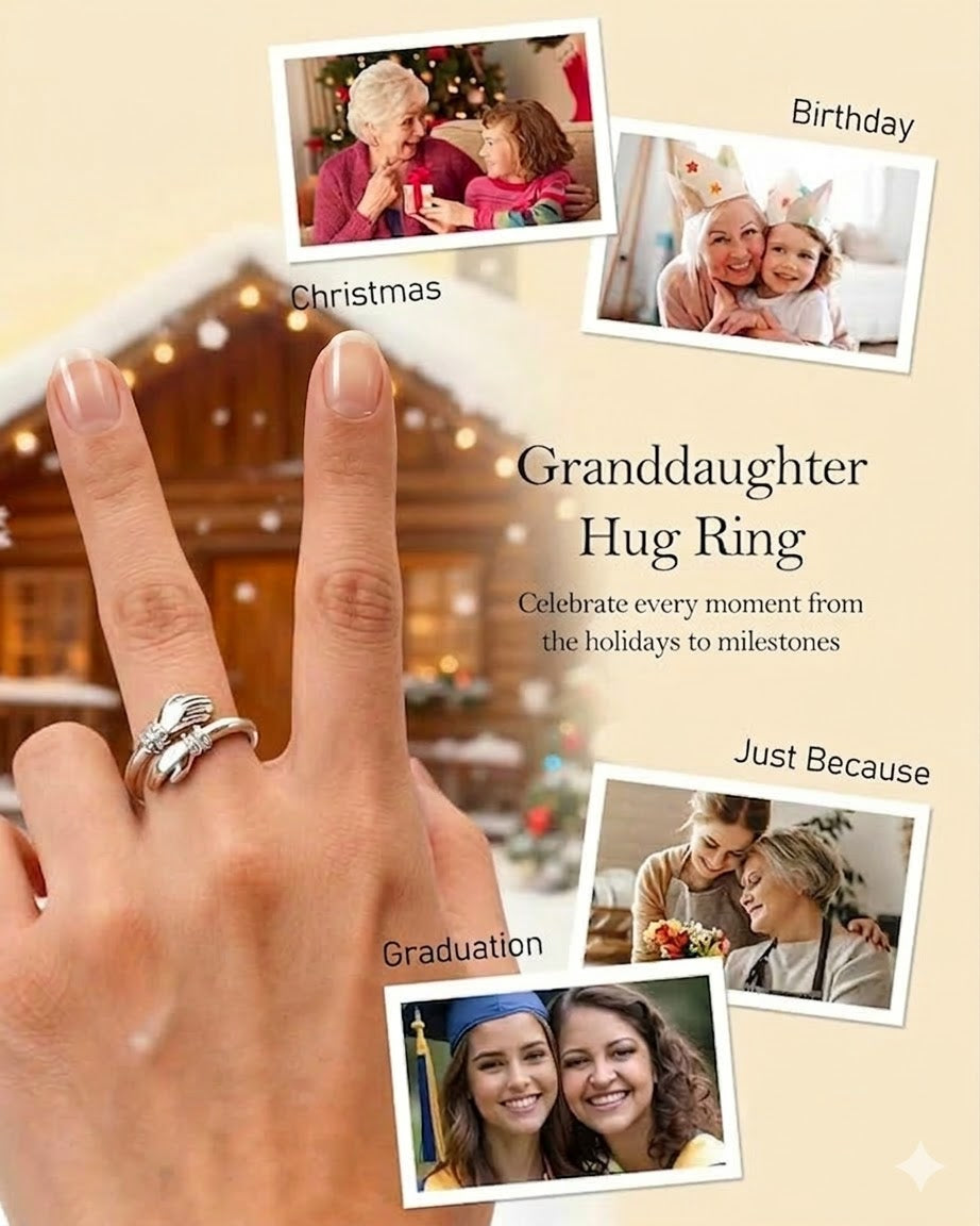 FOR GRANDDAUGHTER - ALWAYS KEEP ME IN YOUR HEART CUSTOM BIRTHSTONE HUG ADJUSTABLE RING
