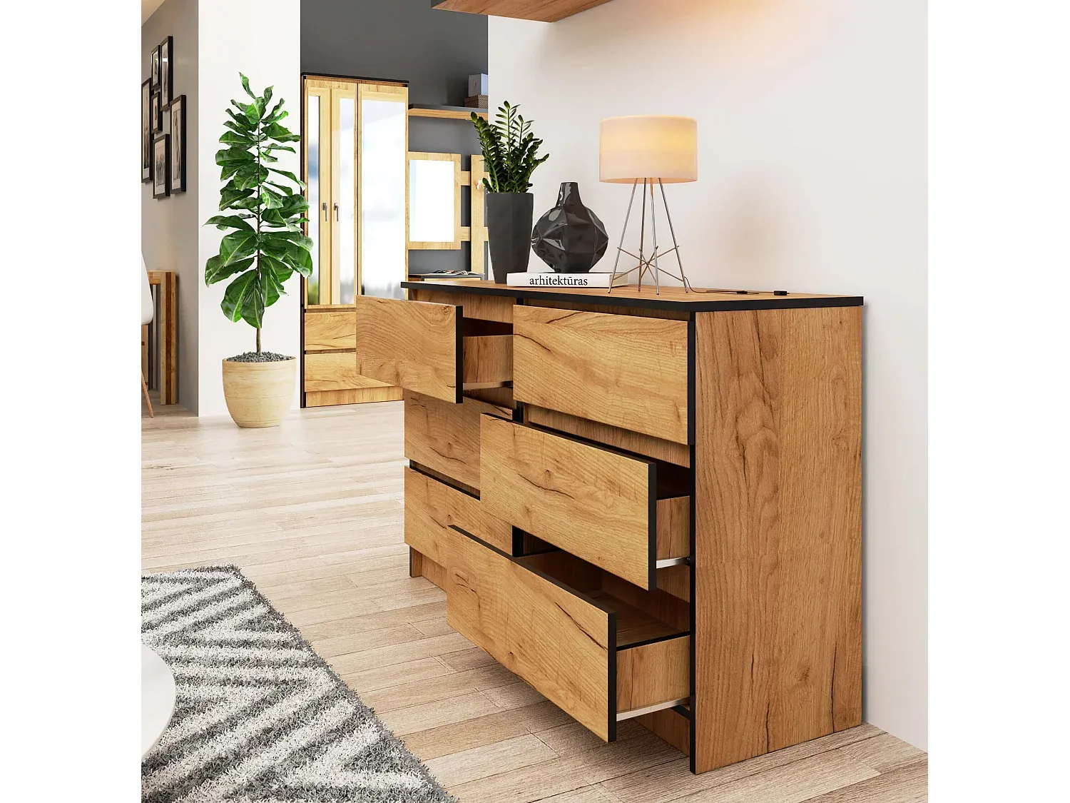 Schlafzimmer,Schlafzimmermöbel,Niedrige Kommode-HOMAVIRO