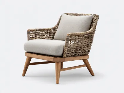 Sillones de ratán natural 78x75x82 cm - color beige-marrón - cojín acolchado - diseño moderno para salón-Naluxhanest