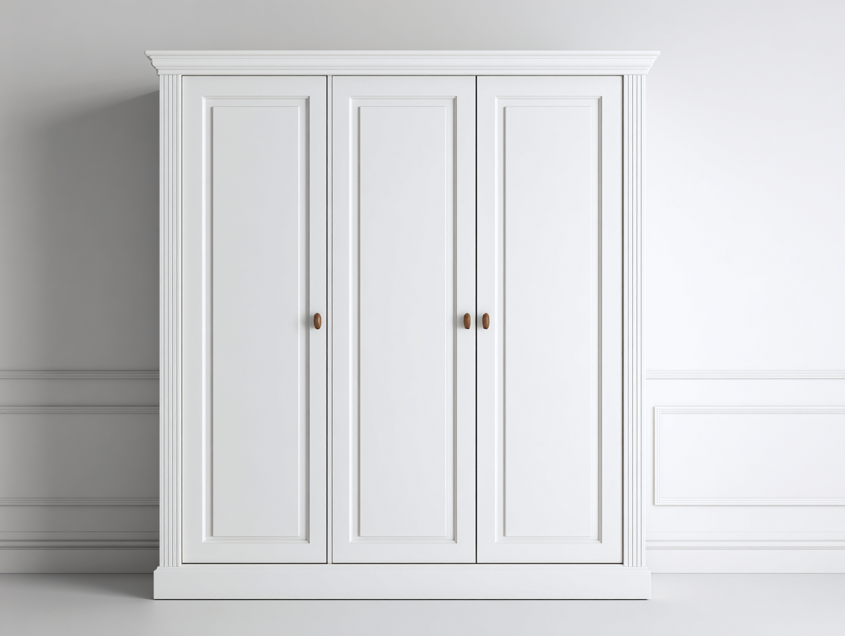 Armarios de madera 150x60x200 cm - blanco - 3 puertas - diseño clásico-Naluxhanest