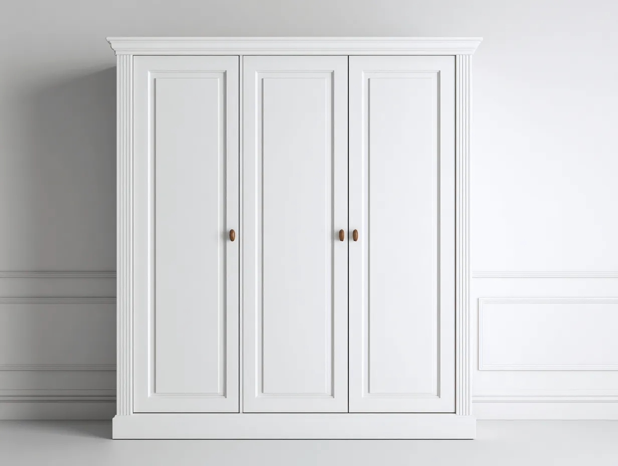 Armarios de madera 150x60x200 cm - blanco - 3 puertas - diseño clásico-Naluxhanest