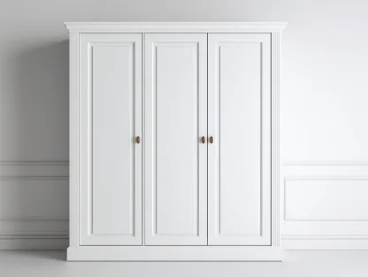 Armarios de madera 150x60x200 cm - blanco - 3 puertas - diseño clásico-Naluxhanest