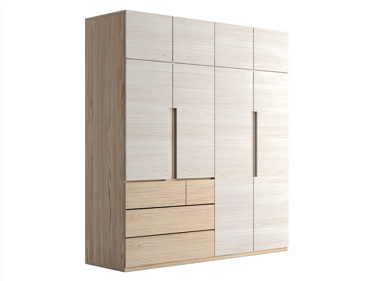 Armarios madera 200x60x200 cm color roble claro diseño moderno almacenamiento con 8 puertas y 4 cajones-Naluxhanest