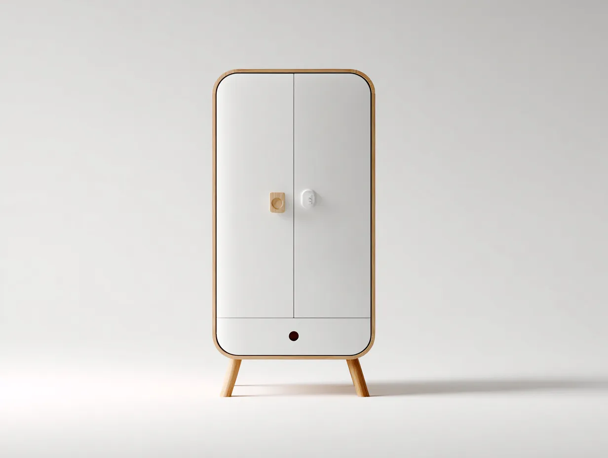Armarios de madera 80x45x160 cm - blanco y natural - 2 puertas y 1 cajón - diseño moderno para dormitorio-Naluxhanest