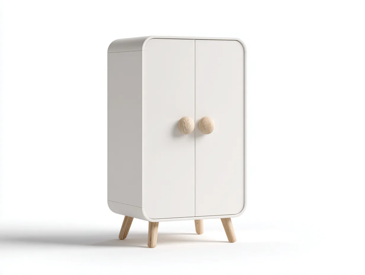 Armarios madera 80x40x100 cm color blanco diseño moderno compacto con 2 puertas-Naluxhanest
