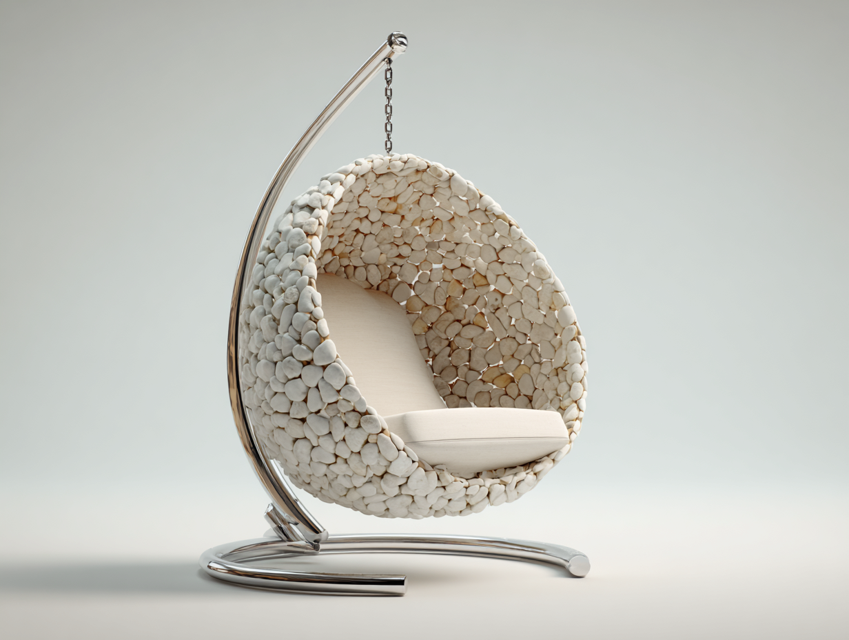 Sillones colgantes acero y resina 105x95x195 cm - blanco - diseño moderno-Naluxhanest