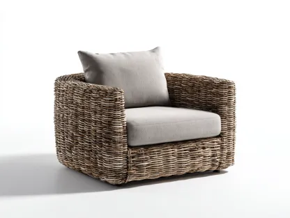 Sillones de ratán 90x85x75 cm - color marrón - diseño moderno para salón con asiento acolchado-Naluxhanest