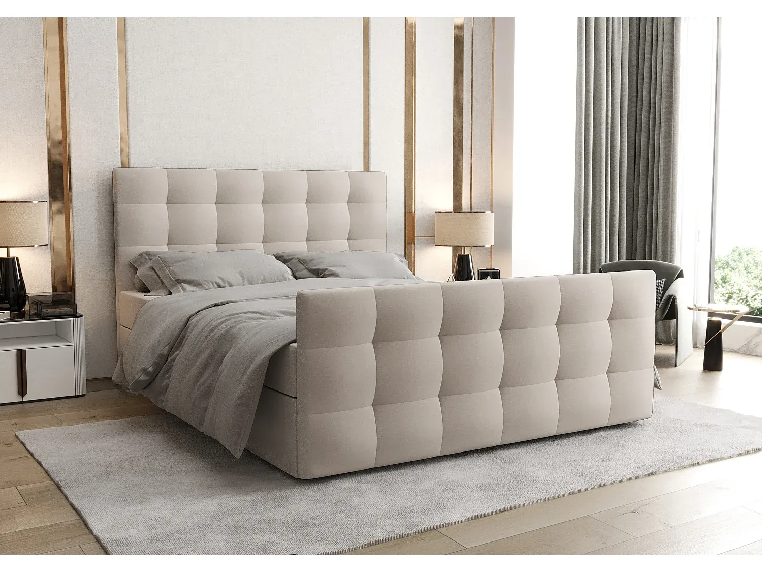 Schlafzimmer,Bereich Bett,Boxspringbett-Furniavelo