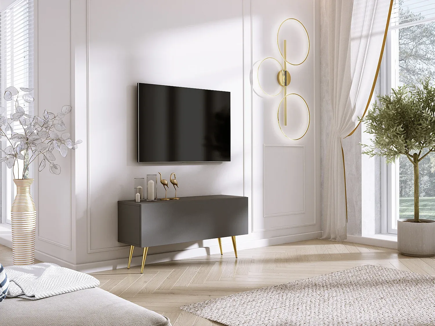 Wohnzimmer und Flur,Wohnzimmermöbel,TV-Board-Furniavelo