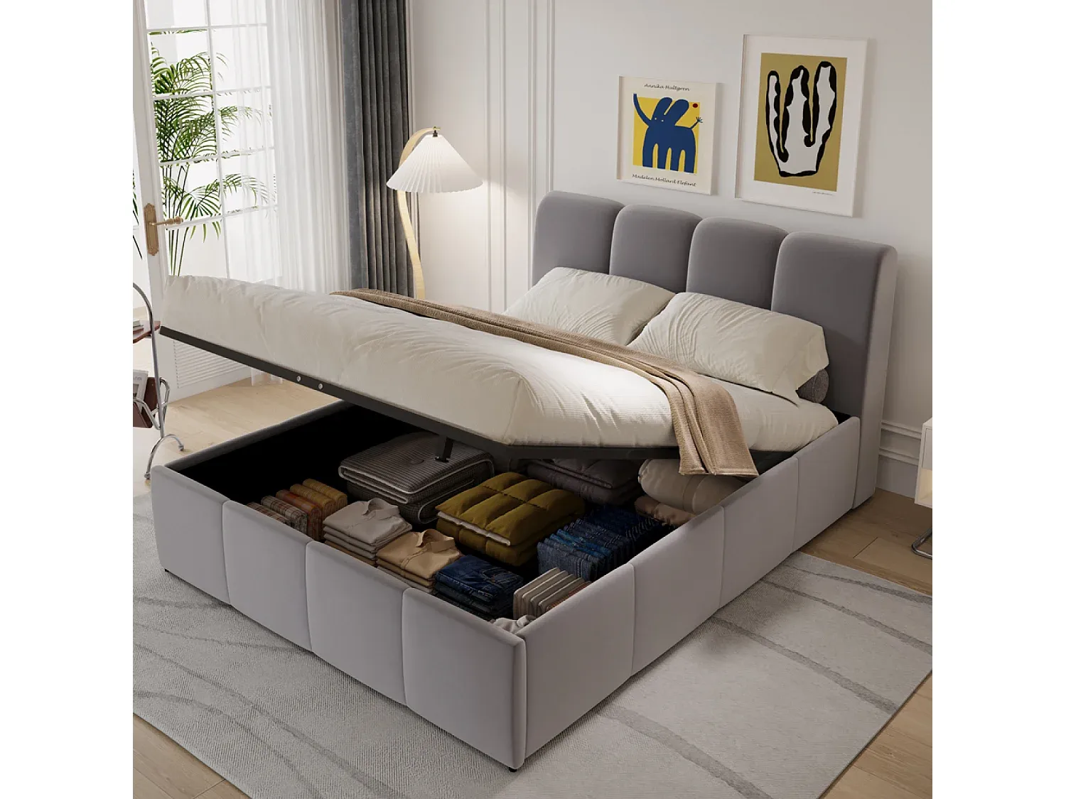 Schlafzimmer,Bereich Bett,Bett mit Bettkasten-Furniavelo