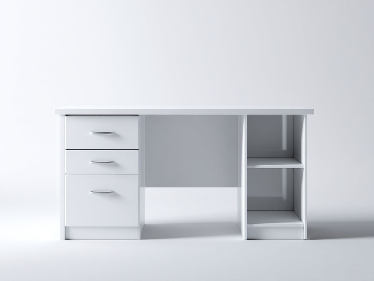 Mesas de oficina madera MDF 120x60x75 cm - blanco - 3 cajones diseño moderno-Movialynest