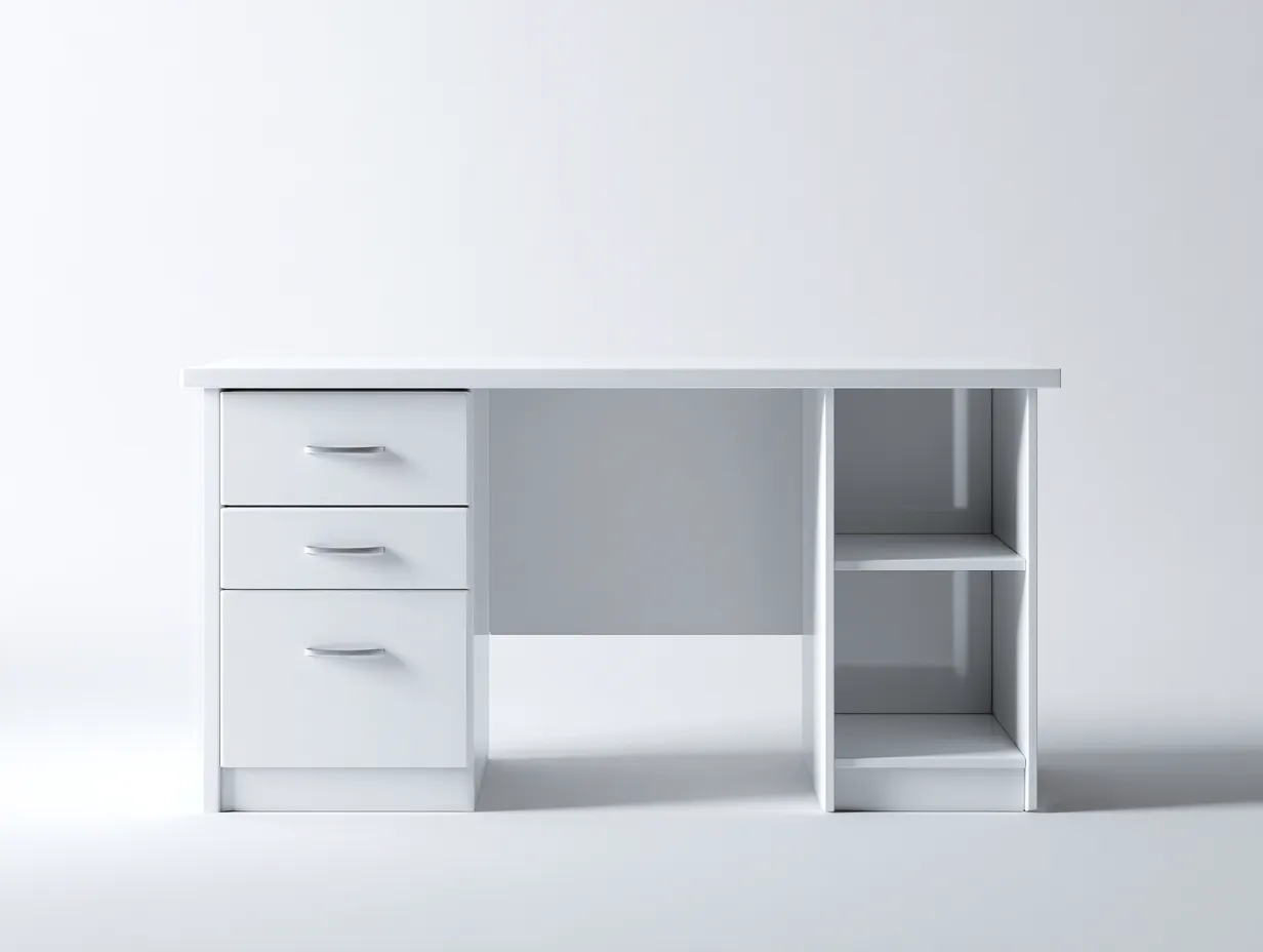 Mesas de oficina madera MDF 120x60x75 cm - blanco - 3 cajones diseño moderno-Movialynest