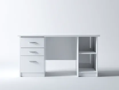 Mesas de oficina madera MDF 120x60x75 cm - blanco - 3 cajones diseño moderno-Movialynest