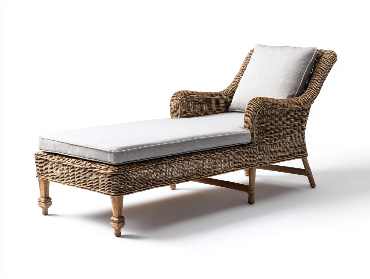 Tumbonas ratán y madera 160x60x80 cm - marrón y beige - diseño clásico-Movialynest