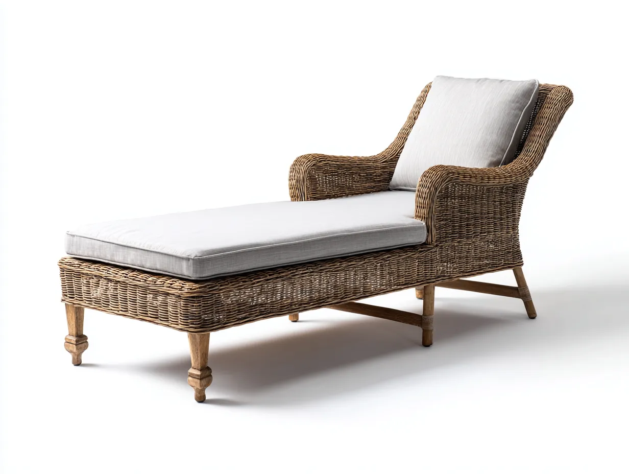 Tumbonas ratán y madera 160x60x80 cm - marrón y beige - diseño clásico-Movialynest