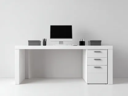 Mesas de oficina madera MDF 140x60x75 cm - blanco - 1 puerta 3 cajones diseño moderno-Movialynest