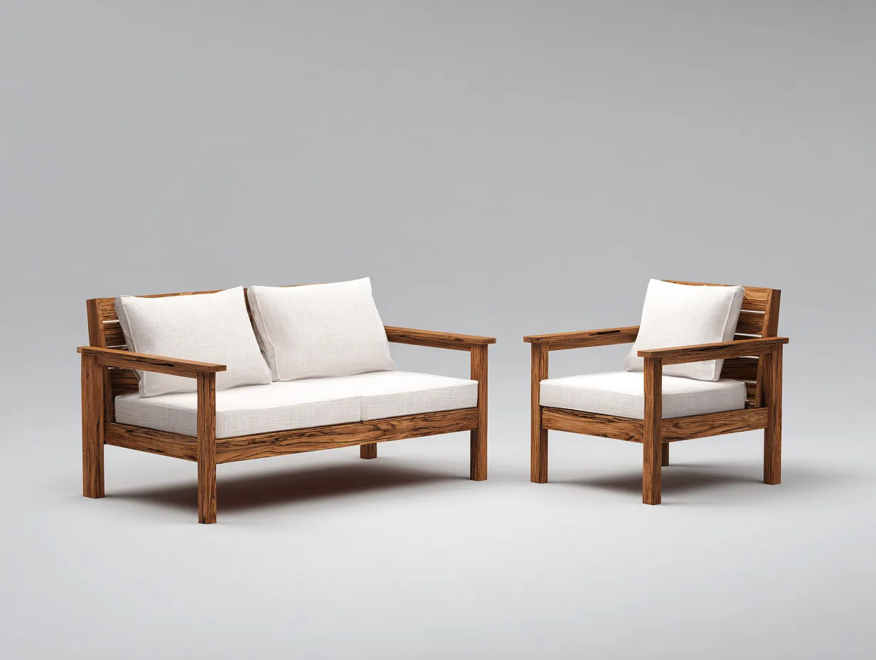 Sofás de exterior madera maciza 120x70x75 cm color marrón diseño moderno conjunto con sillón y sofá-Movialynest