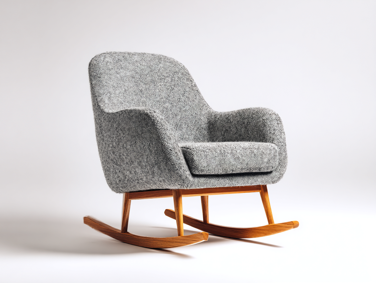 Schaukelstühle Stoff Holz 78x92x88 cm - Hellgrau-Braun - Modernes Design-Risolmonest