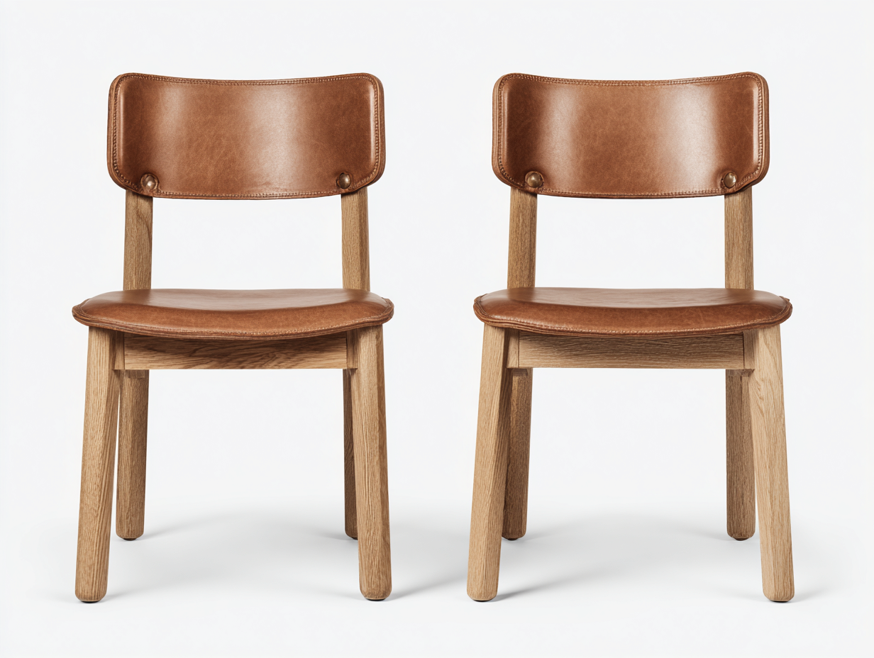Esszimmerstühle Kunstleder Holz 52x50x78 cm - Braun-Natur - Modernes Design geeignet für Esszimmer-Risolmonest