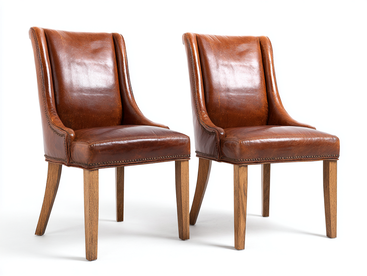 Esszimmerstühle 2er Set Kunstleder Holz 58x62x95 cm - Braun - Vintage Design-Risolmonest