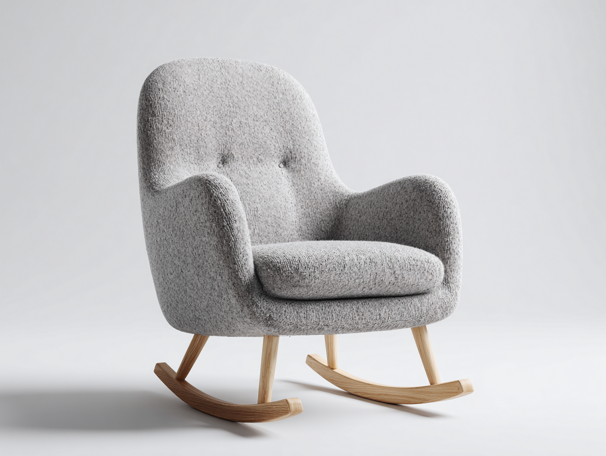 Schaukelstühle Stoff Holz 72x88x102 cm - Hellgrau-Beige - Gepolstert - Modernes Design-Risolmonest