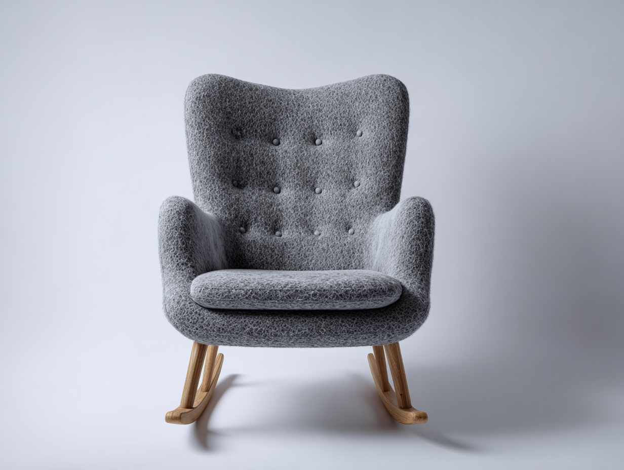 Schaukelstühle Stoff gepolstert 82x76x101 cm - Grau-Natur - modernes Design-Risolmonest