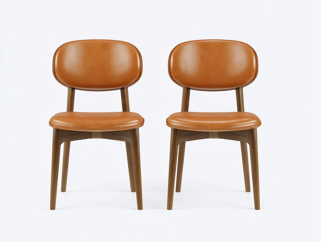 Esszimmerstühle 2er Set Kunstleder Holz 52x56x78 cm - Braun - Modernes Design-Risolmonest