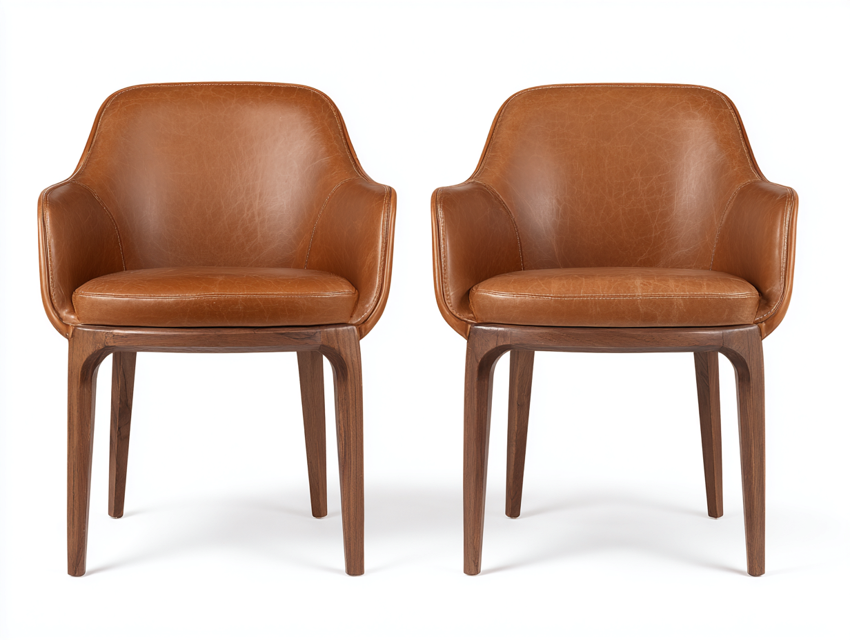 Esszimmerstühle Kunstleder Holz 58x58x79cm Braun Modern mit Armlehnen-Risolmonest