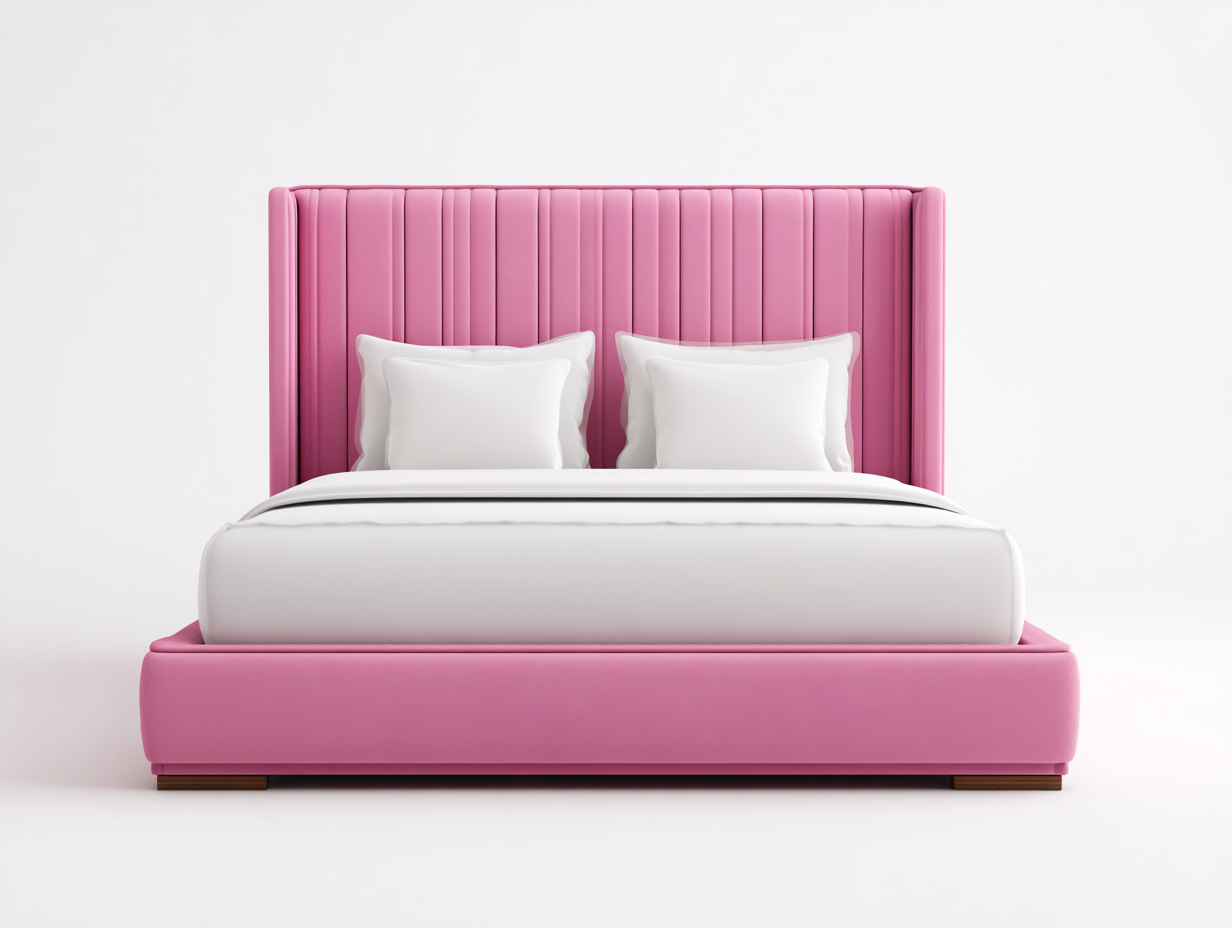 Doppelbett Samtstoff Holz 200x180x120 cm - Rosa-Weiß-Natur - Modernes Design geeignet für Schlafzimmer-Vanaadecor