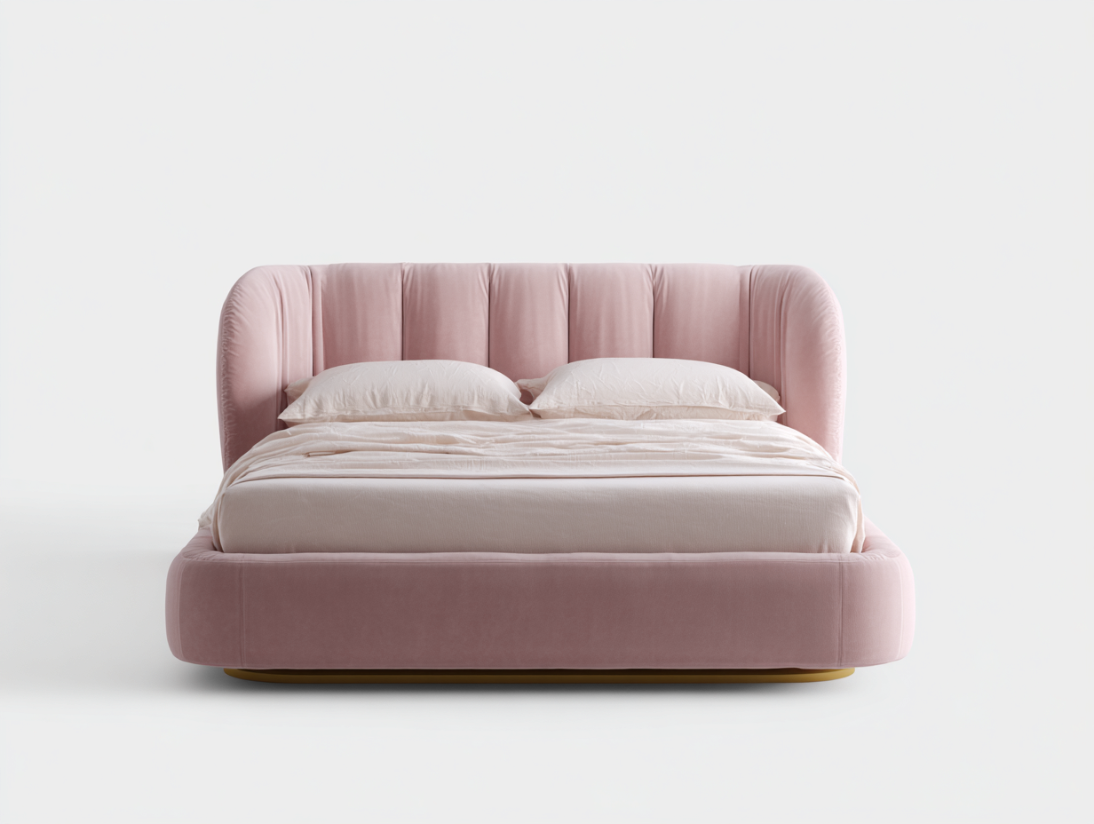 Doppelbett Samt Holz 220x190x110 cm - Rosa-Gold - Gepolstert - Modernes Design-Vanaadecor