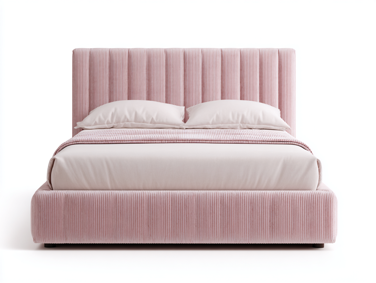 Doppelbett Stoff gepolstert 205x173x108 cm - Rosa - modernes Design-Vanaadecor