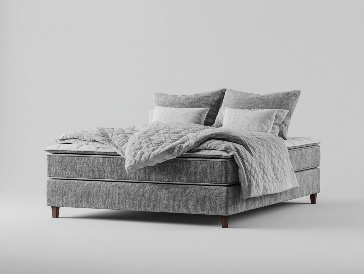 Doppelbett Stoff Holz 200x180x62 cm - Grau-Dunkelbraun - Modernes Design geeignet für Schlafzimmer-Vanaadecor