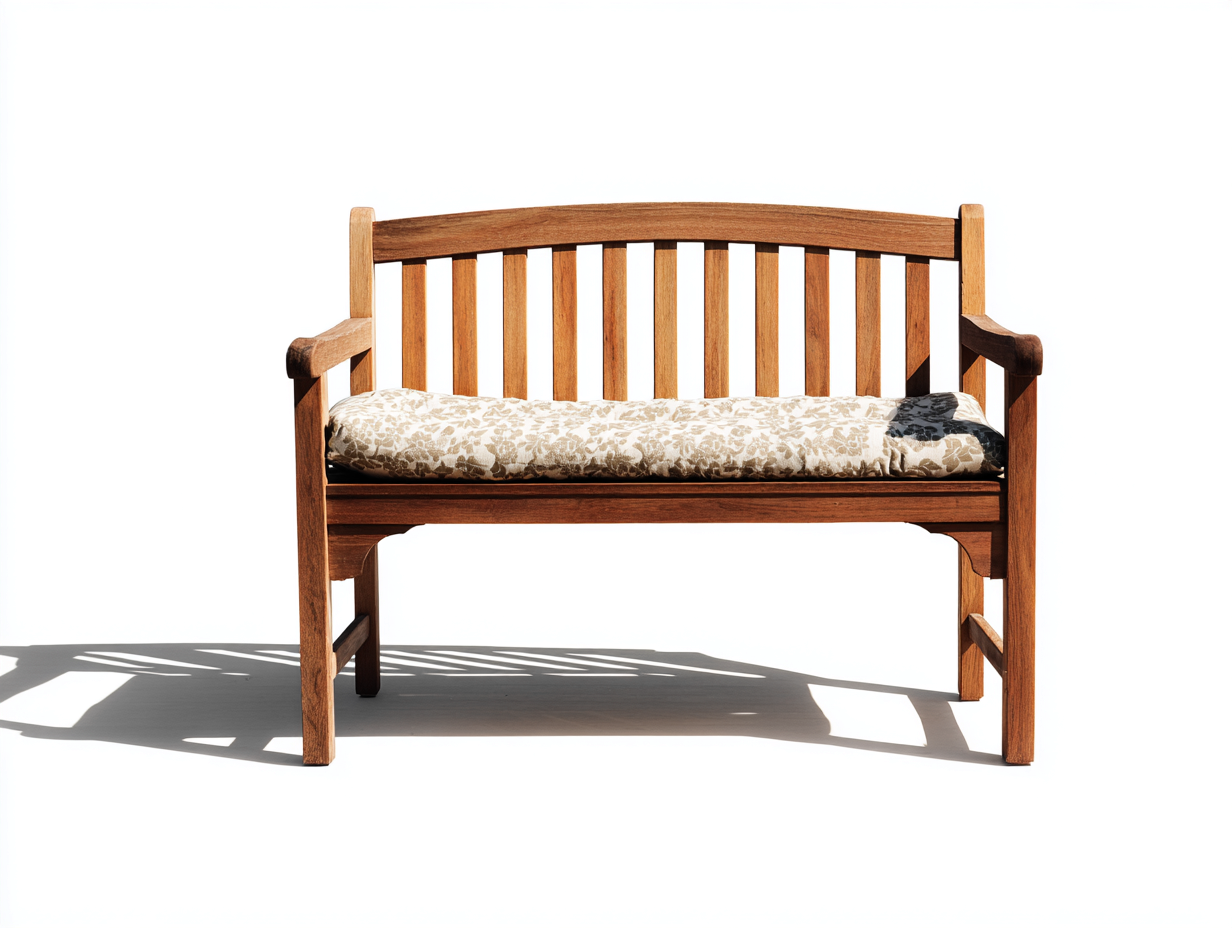 Gartenbank Holz 125x60x90 cm - Braun-Beige - Mit Armlehnen und Sitzkissen - Klassisches Design-Vanaadecor