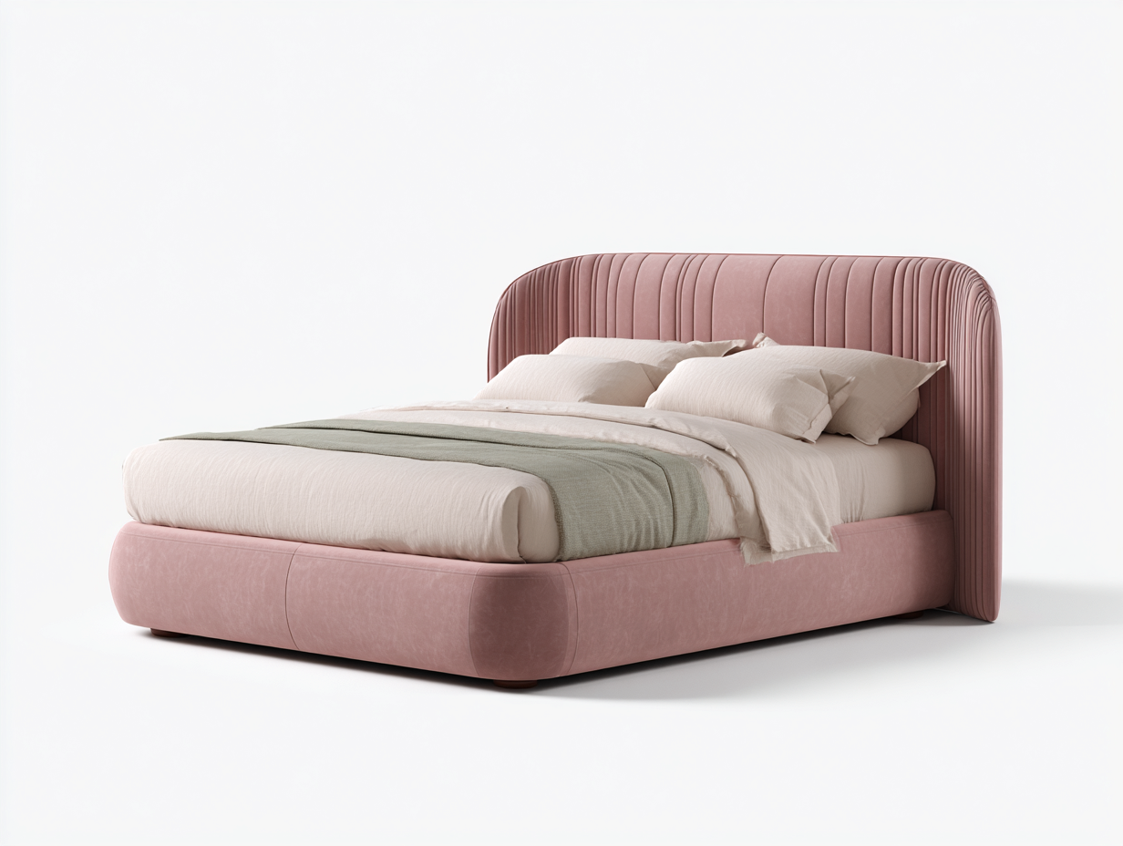 Doppelbett Samt Holz 220x190x118 cm - Rosa - Modernes Design-Vanaadecor