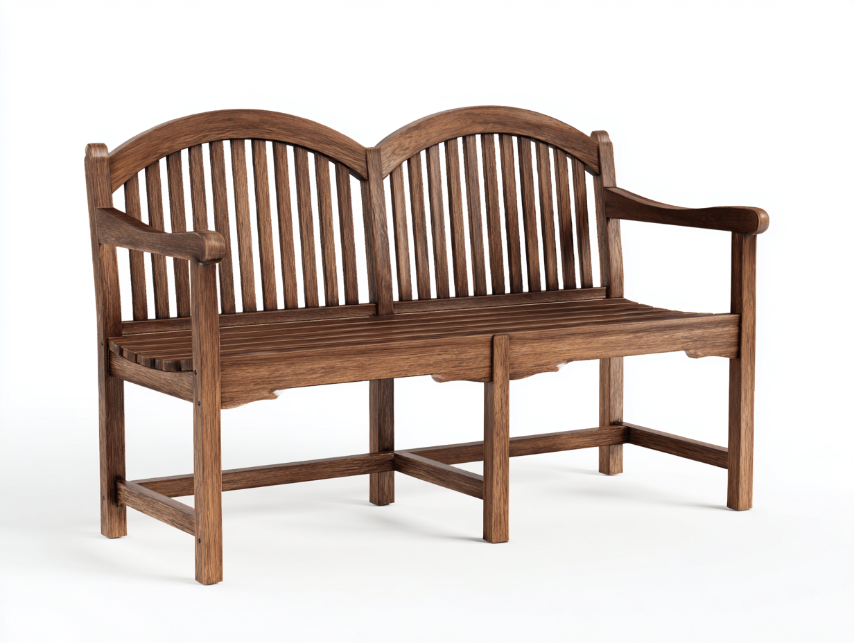 Gartenbank Holz 128x62x92 cm - Braun - Mit Armlehnen - Klassisches Design-Vanaadecor