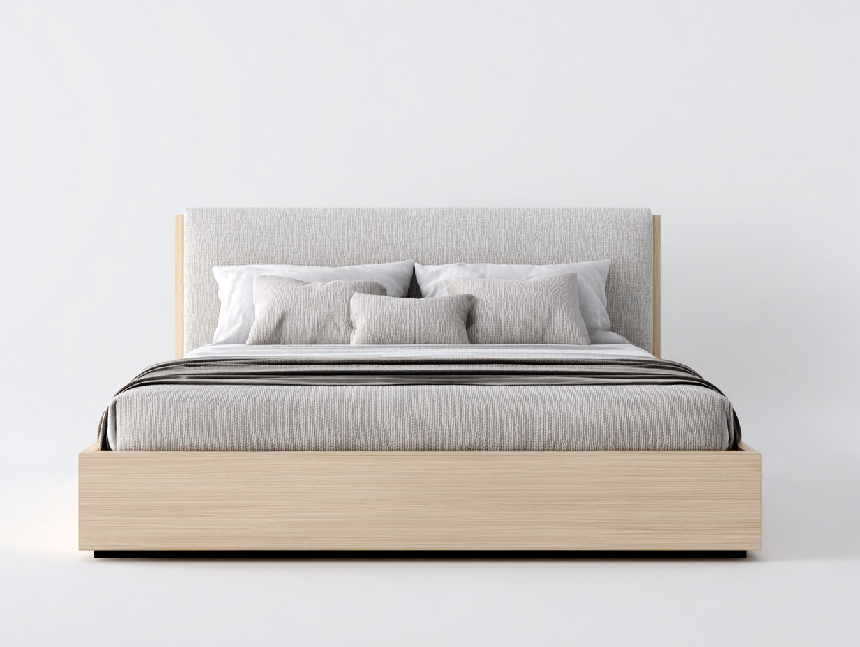 Doppelbett Stoff Holz 210x170x100 cm - Beige-Hellbeige - Gepolstert - Modernes Design-Vanaadecor
