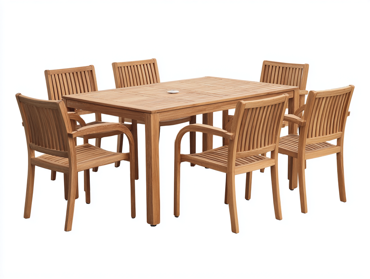 Garten Essgarnituren Holz 180x90x75 cm - Natur - Modernes Design geeignet für Außenbereich-Vanaadecor
