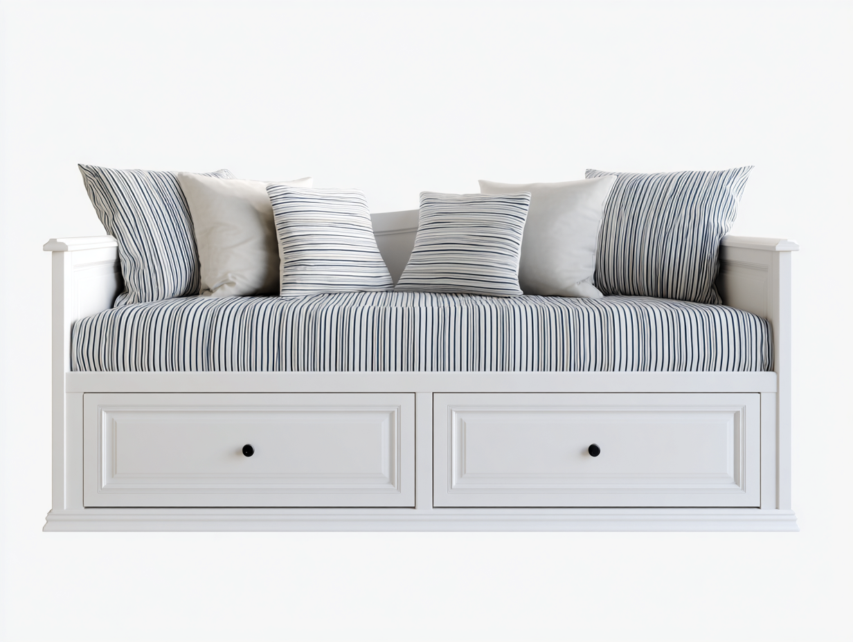 Schlafsofa Holz 200x90x95 cm - Weiß-Schwarz - Klassisches Design geeignet für Schlafzimmer-Panorodwell