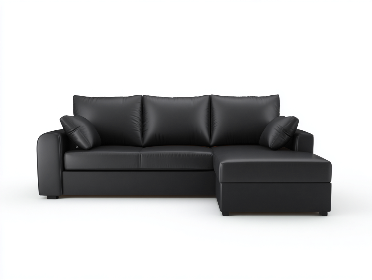 Ecksofa Kunstleder Holz 238x150x86 cm - Schwarz - Gepolstert - Modernes Design-Panorodwell