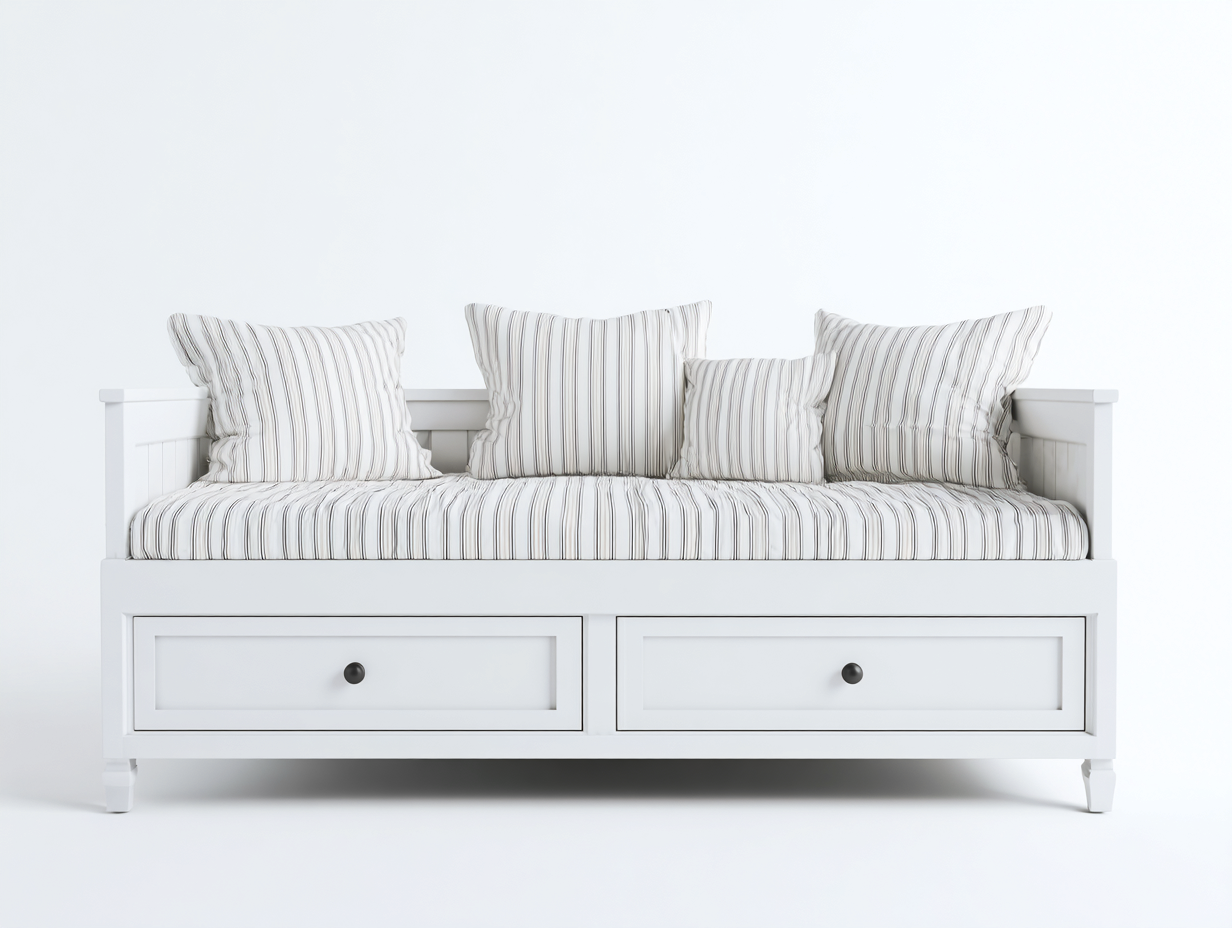 Schlafsofa Holz 205x90x95 cm - Weiß - Mit 2 Schubladen - Klassisches Design-Panorodwell