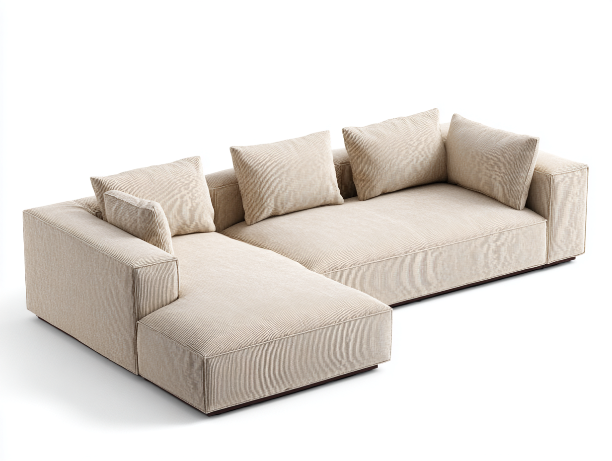 Ecksofa Cord Holz 285x165x72 cm - Beige - Modernes Design-Panorodwell