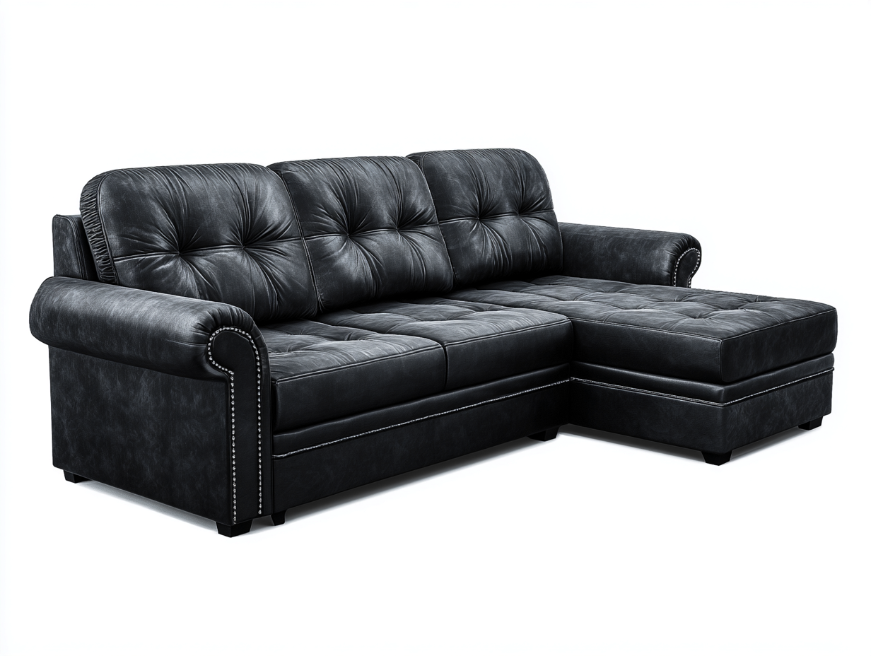 Ecksofa Kunstleder 245x155x88cm Schwarz Modernes Design-Panorodwell