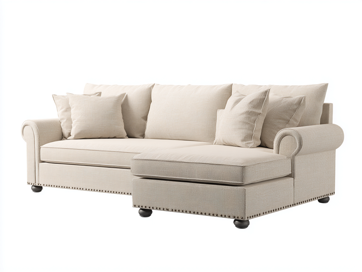 Ecksofa Stoff gepolstert 238x158x86 cm - Cremeweiß - klassisches Design-Panorodwell